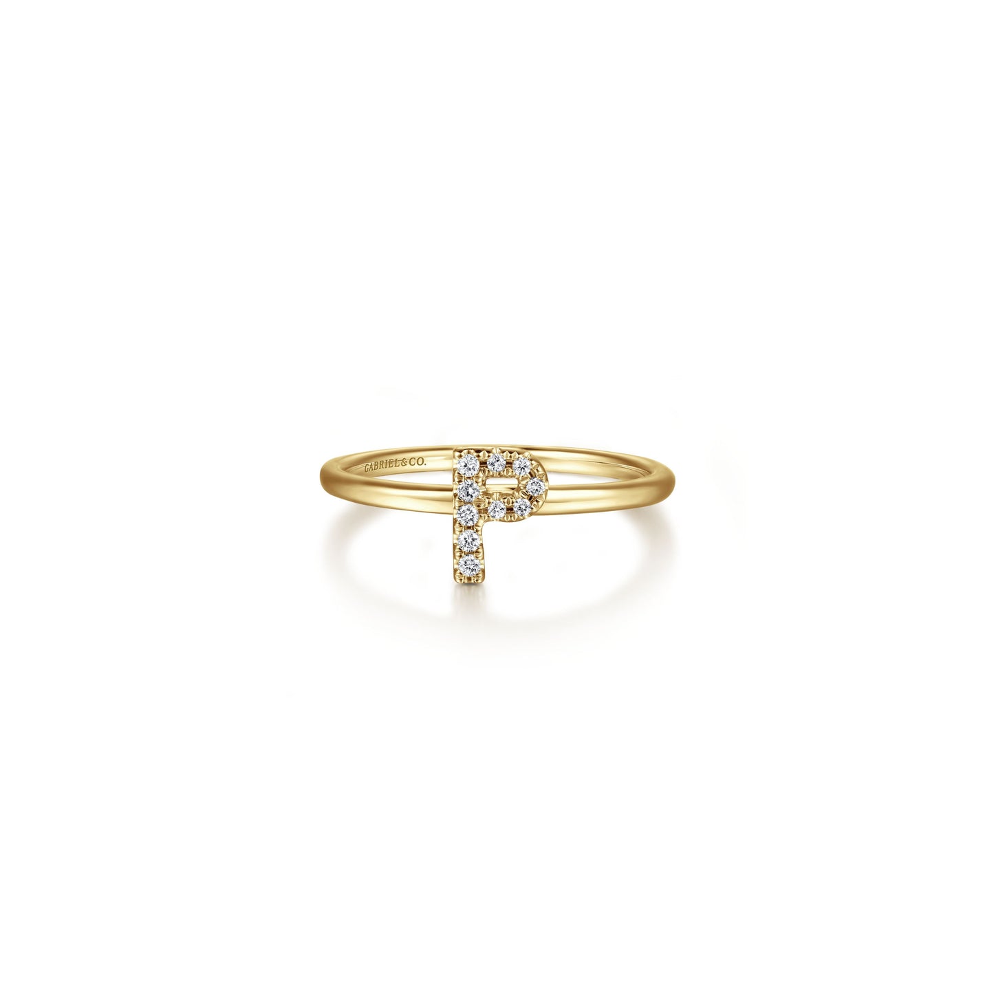 Gabriel - 14K Gold Pavé Diamond Initial Ring