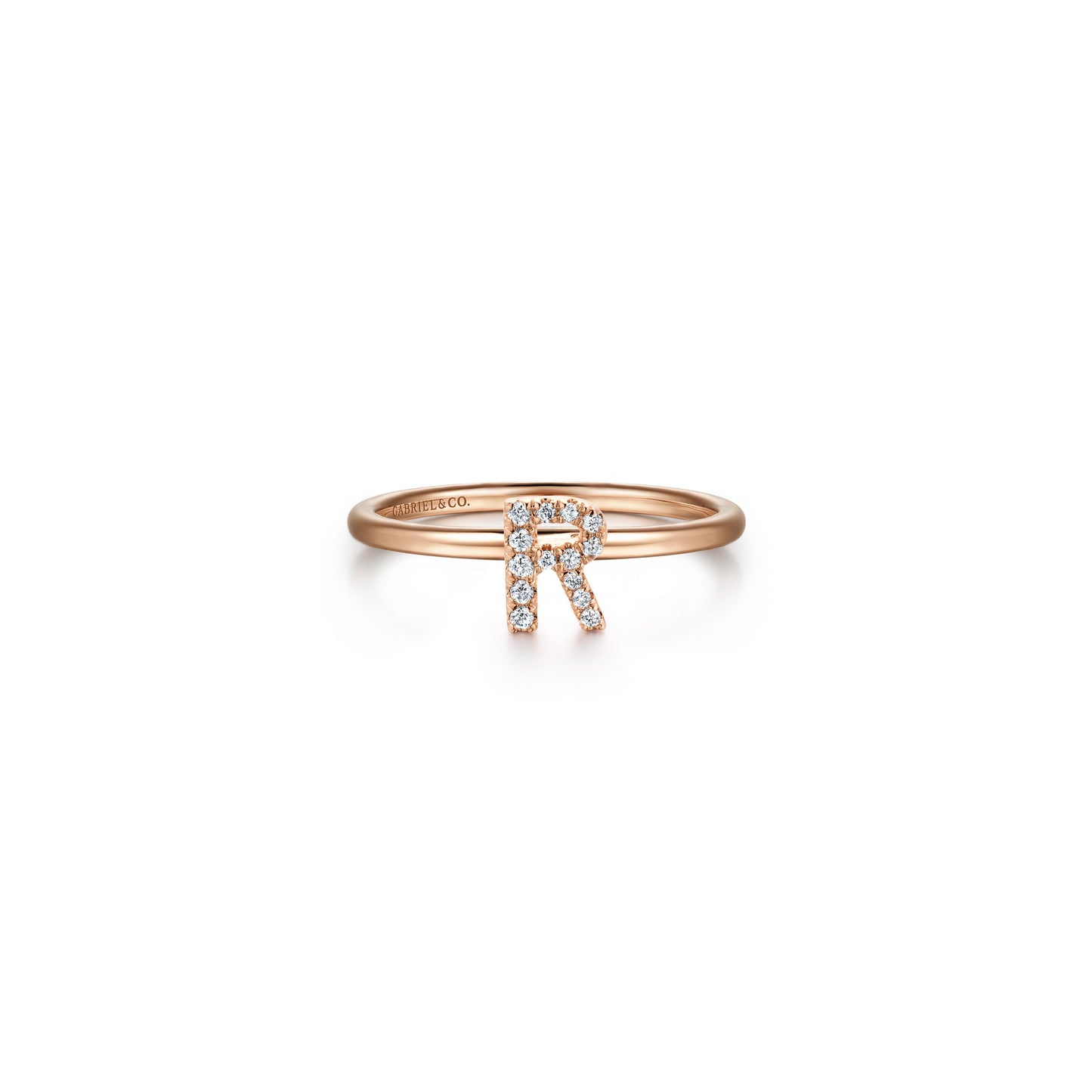 Gabriel - 14K Gold Pavé Diamond Initial Ring