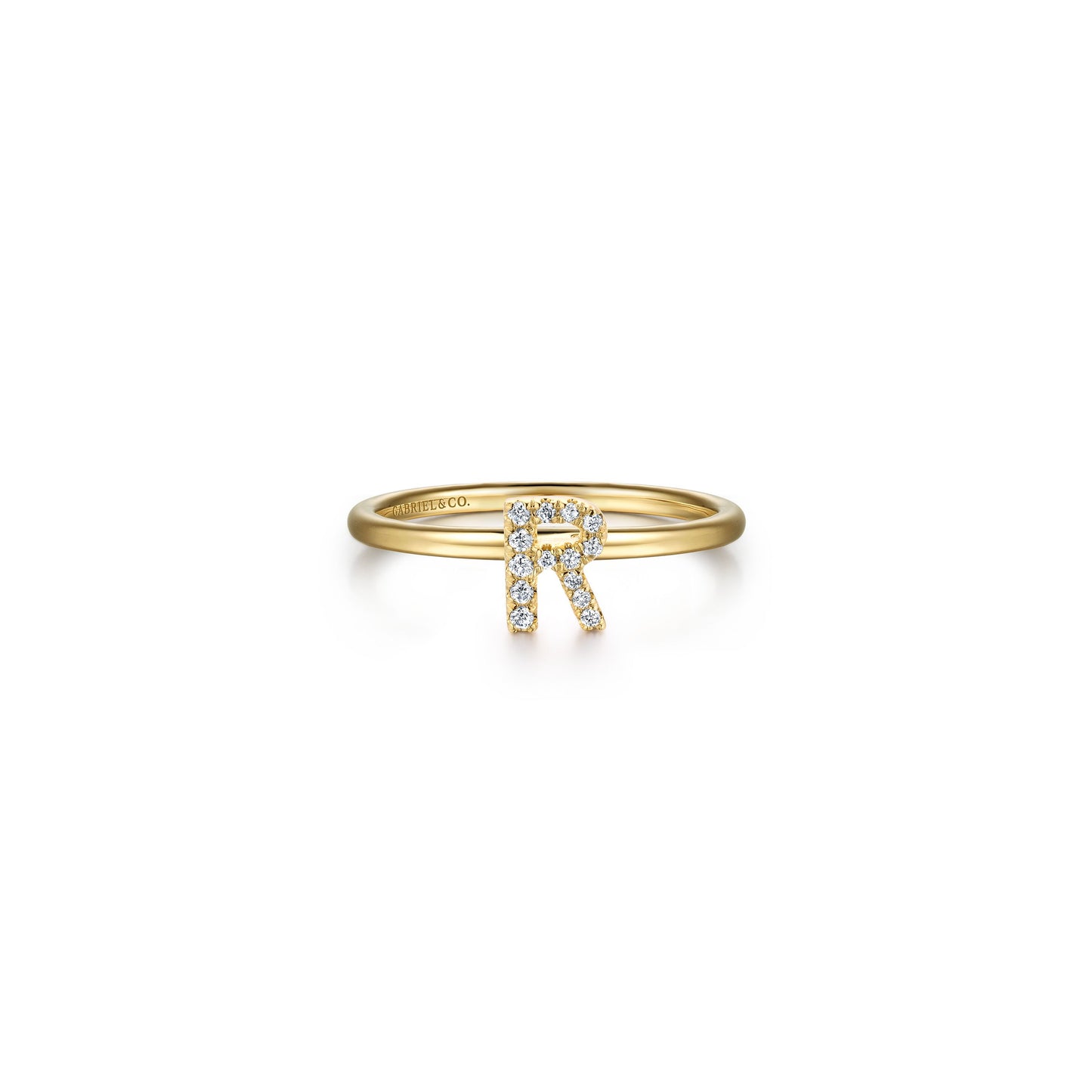 Gabriel - 14K Gold Pavé Diamond Initial Ring