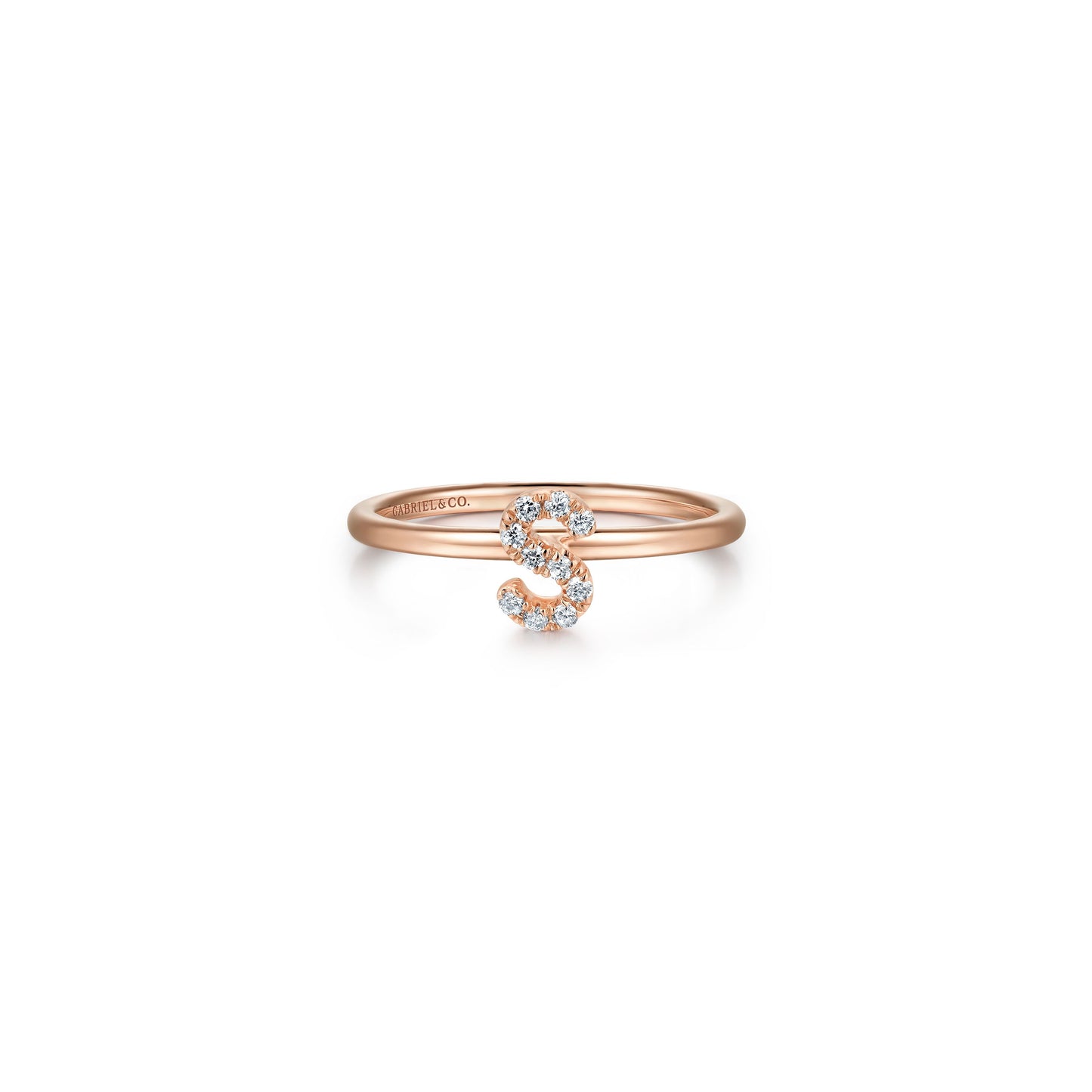 Gabriel - 14K Gold Pavé Diamond Initial Ring