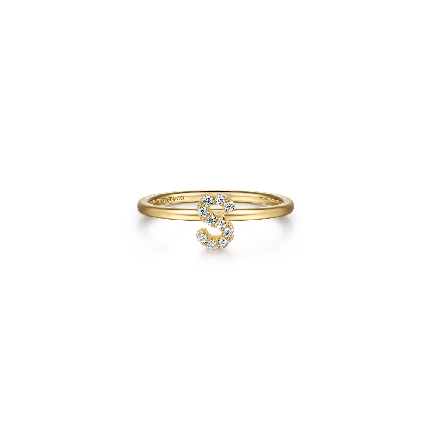 Gabriel - 14K Gold Pavé Diamond Initial Ring