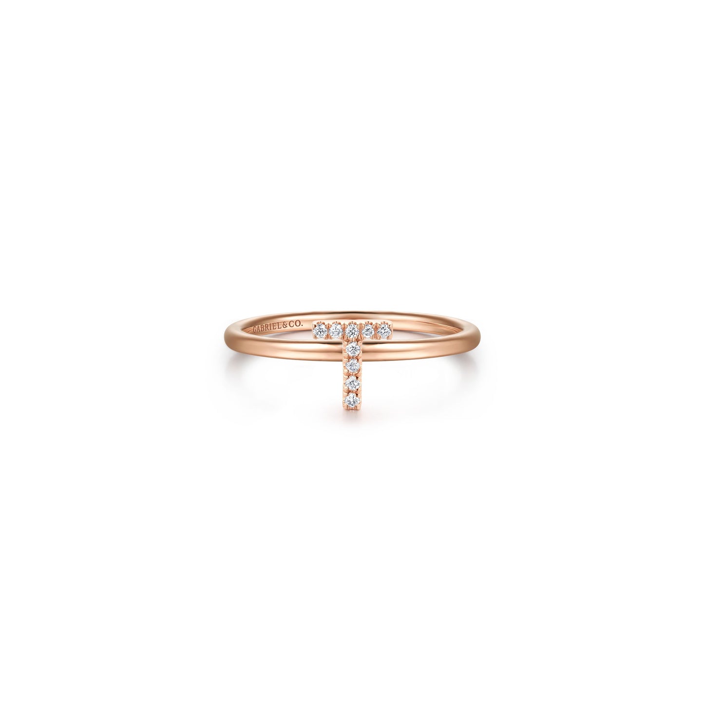 Gabriel - 14K Gold Pavé Diamond Initial Ring