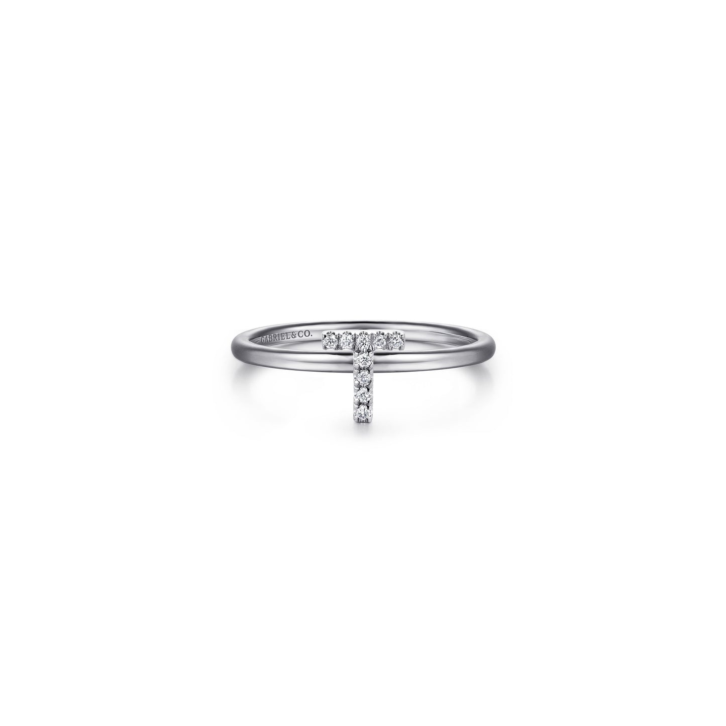 Gabriel - 14K Gold Pavé Diamond Initial Ring