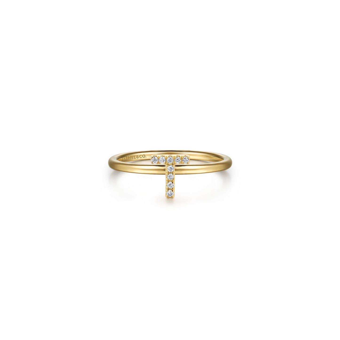 Gabriel - 14K Gold Pavé Diamond Initial Ring
