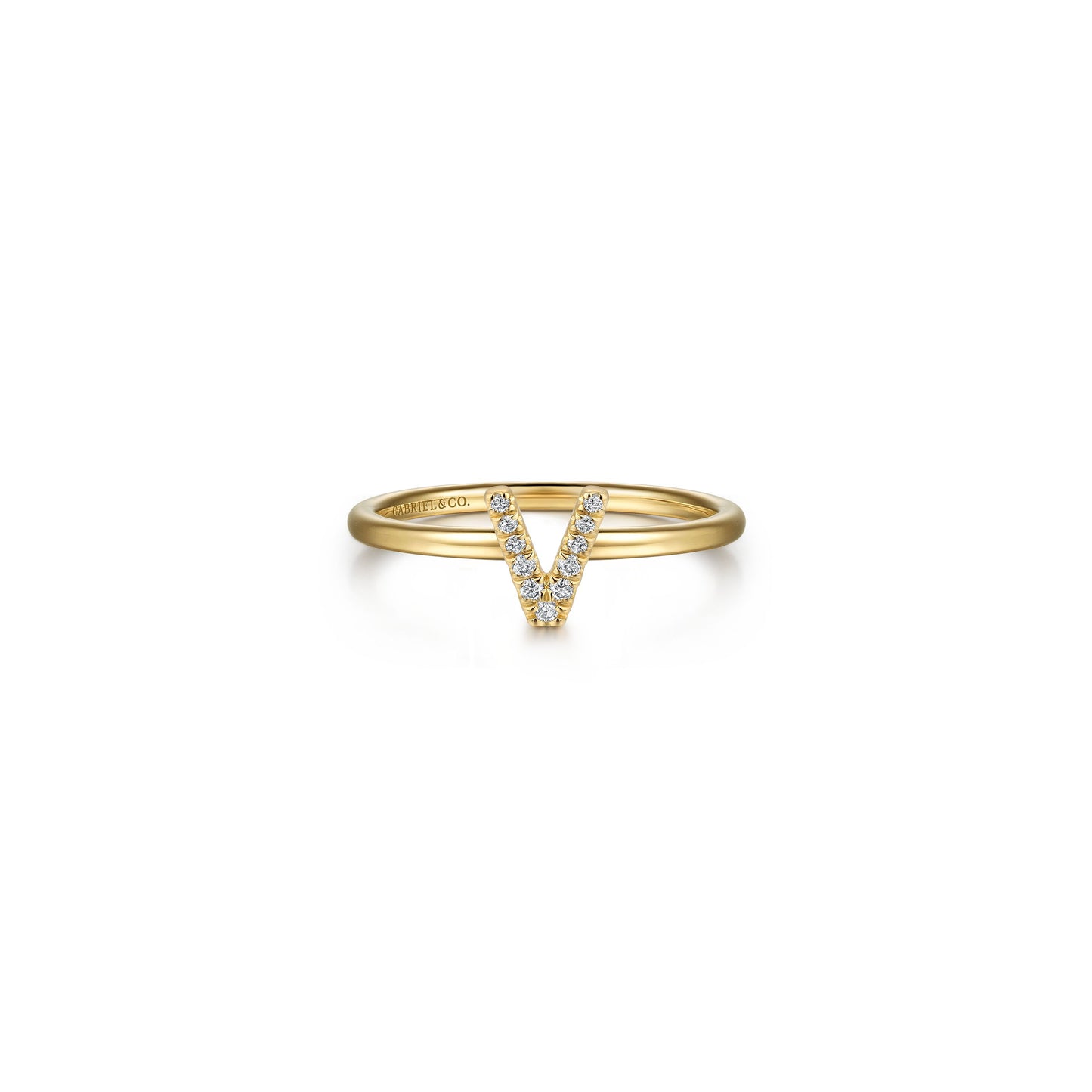 Gabriel - 14K Gold Pavé Diamond Initial Ring