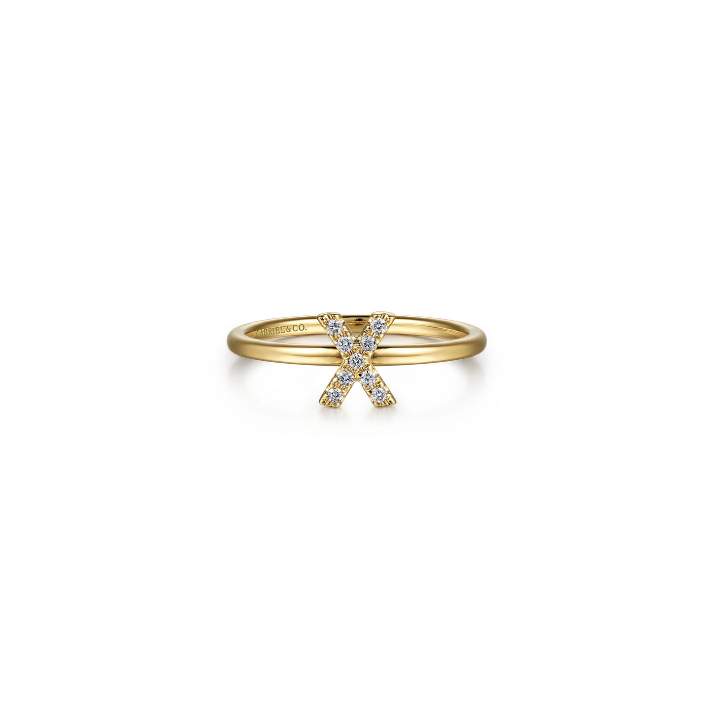 Gabriel - 14K Gold Pavé Diamond Initial Ring