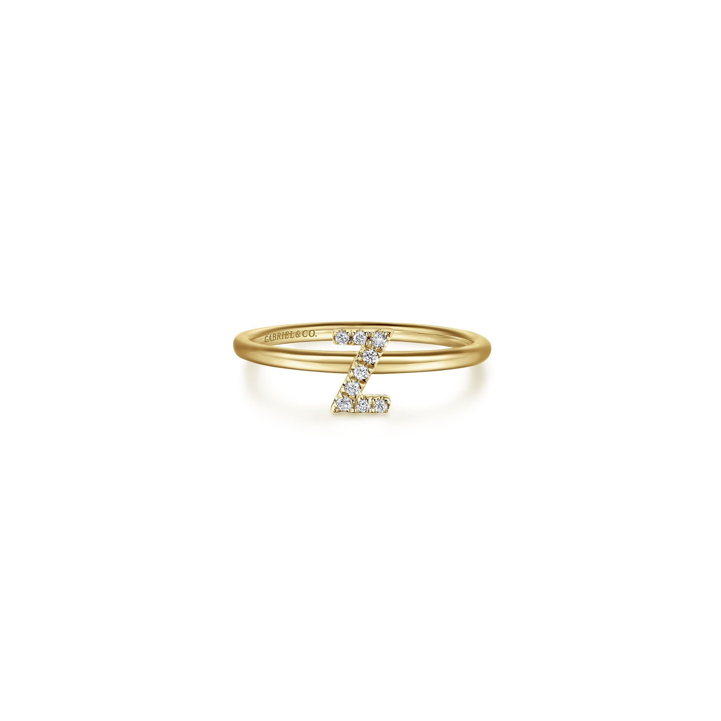 Gabriel - 14K Gold Pavé Diamond Initial Ring