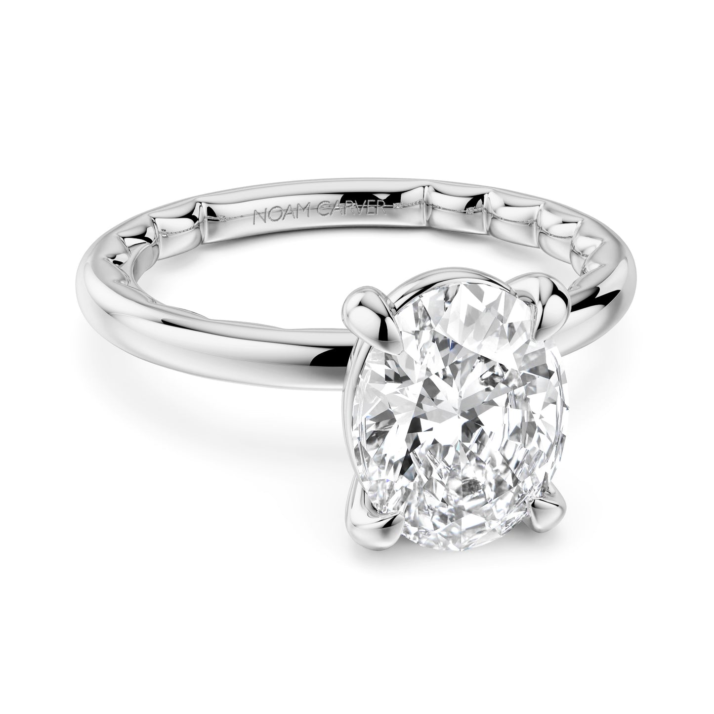 Noam Carver Luna Platinum Oval Engagement Ring - 1.8mm