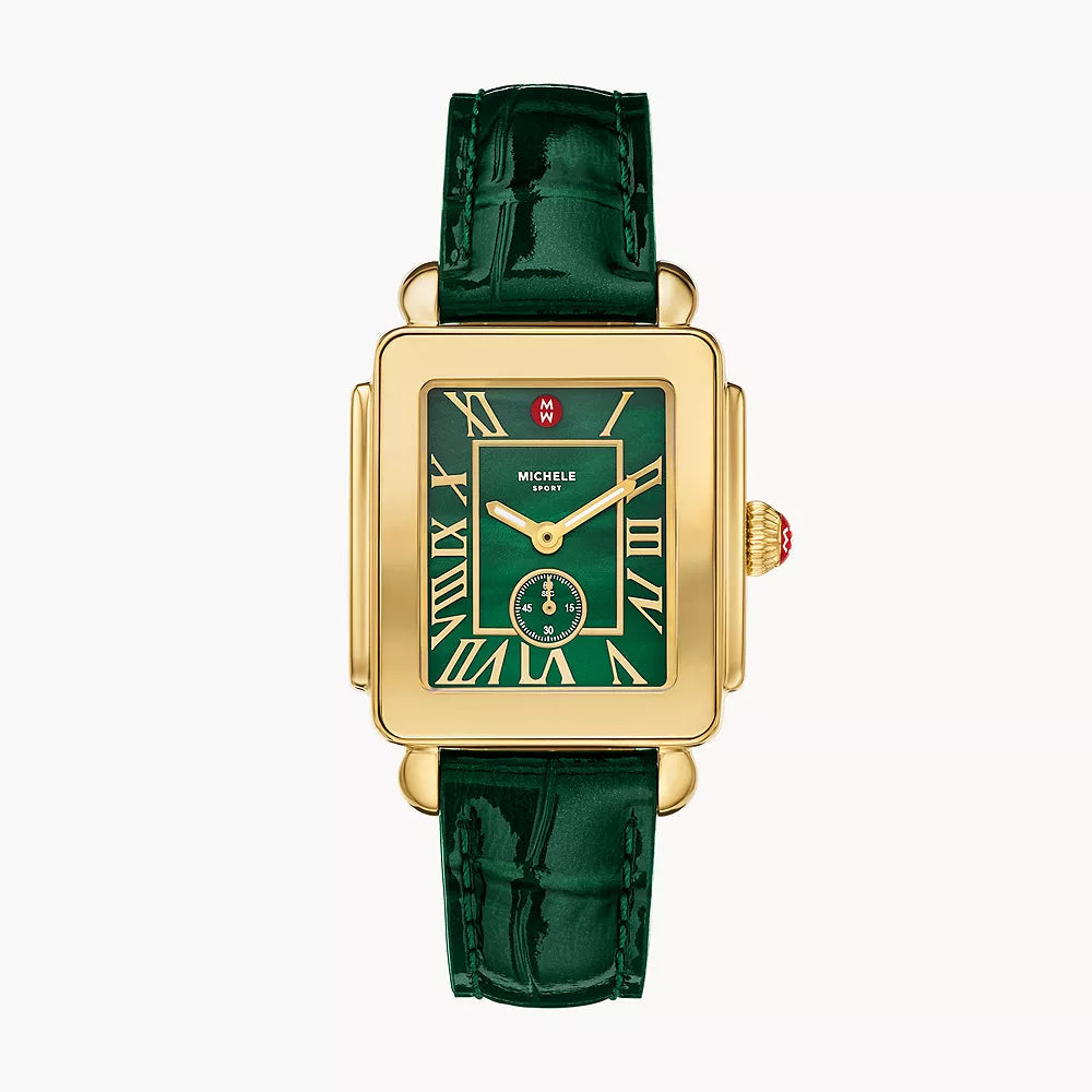 MICHELE - Deco Sport Mid Gold-Plated Leather Watch