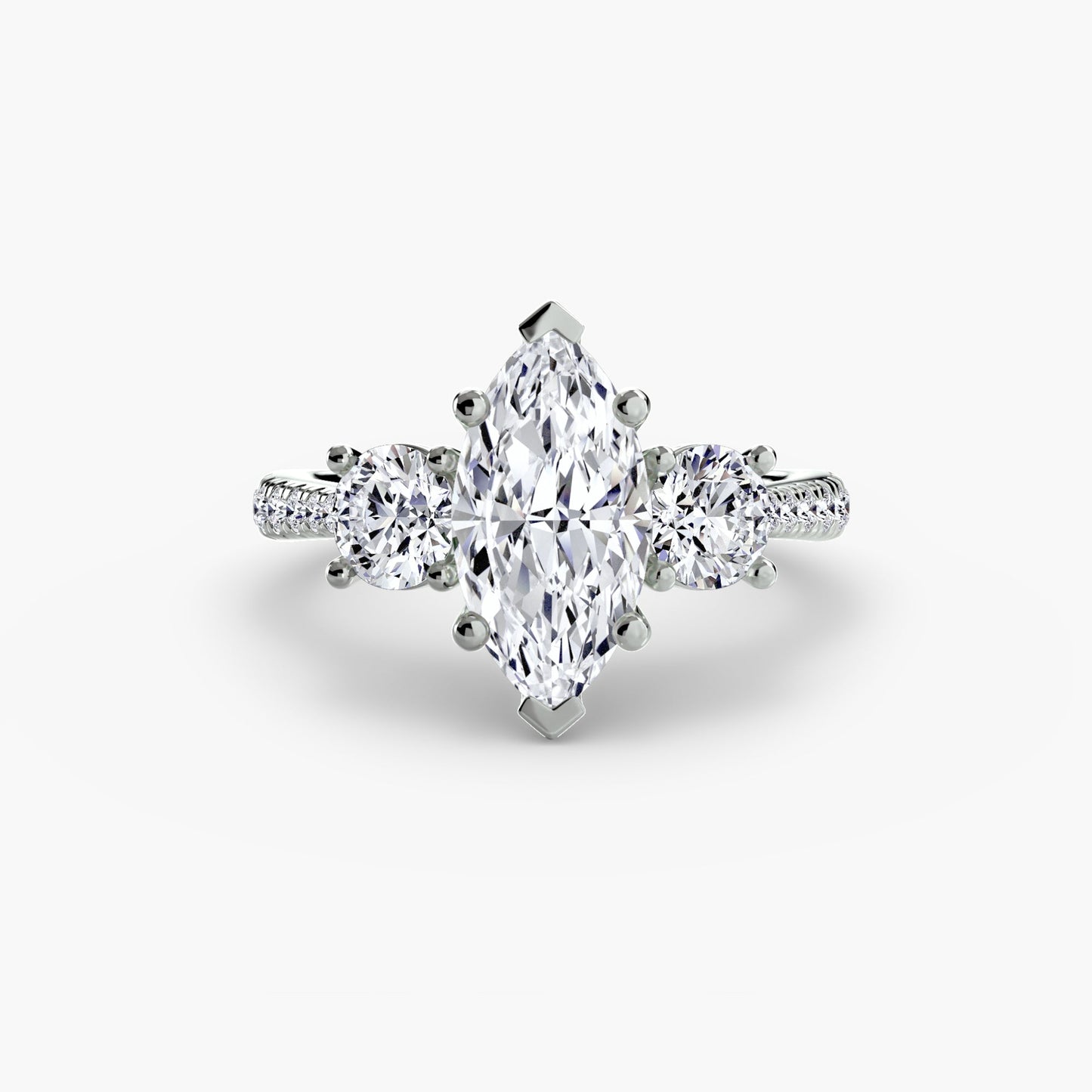 Three-Stone with Pavé Band Roset Jewelry