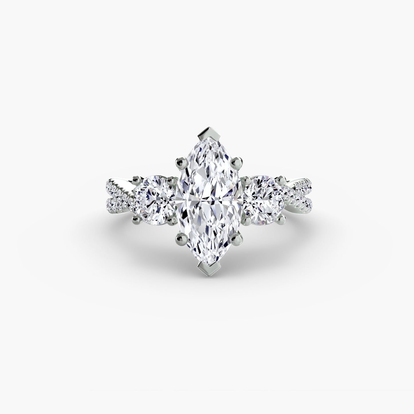 Three-Stone with Pavé Band 2 Roset Jewelry