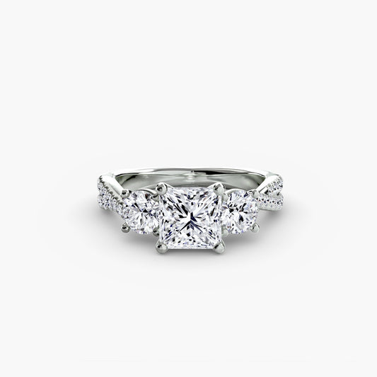 Three-Stone with Pavé Band 2 Roset Jewelry