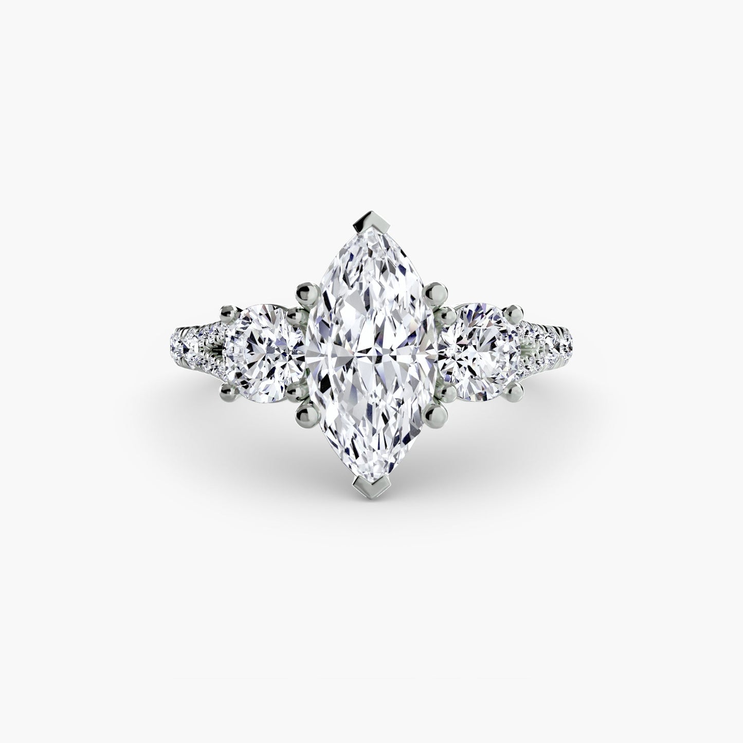 Three-Stone with Pavé Band 3 Roset Jewelry