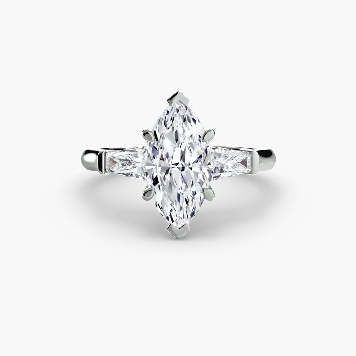 Three-Stone Ring (Baguette Side Stones) Roset Jewelry