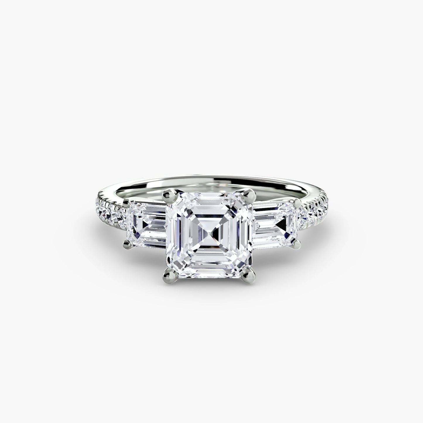 Three-Stone Ring with Pavé Band 4 Roset Jewelry