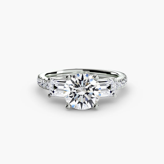 Three-Stone Ring with Pavé Band 4 Roset Jewelry