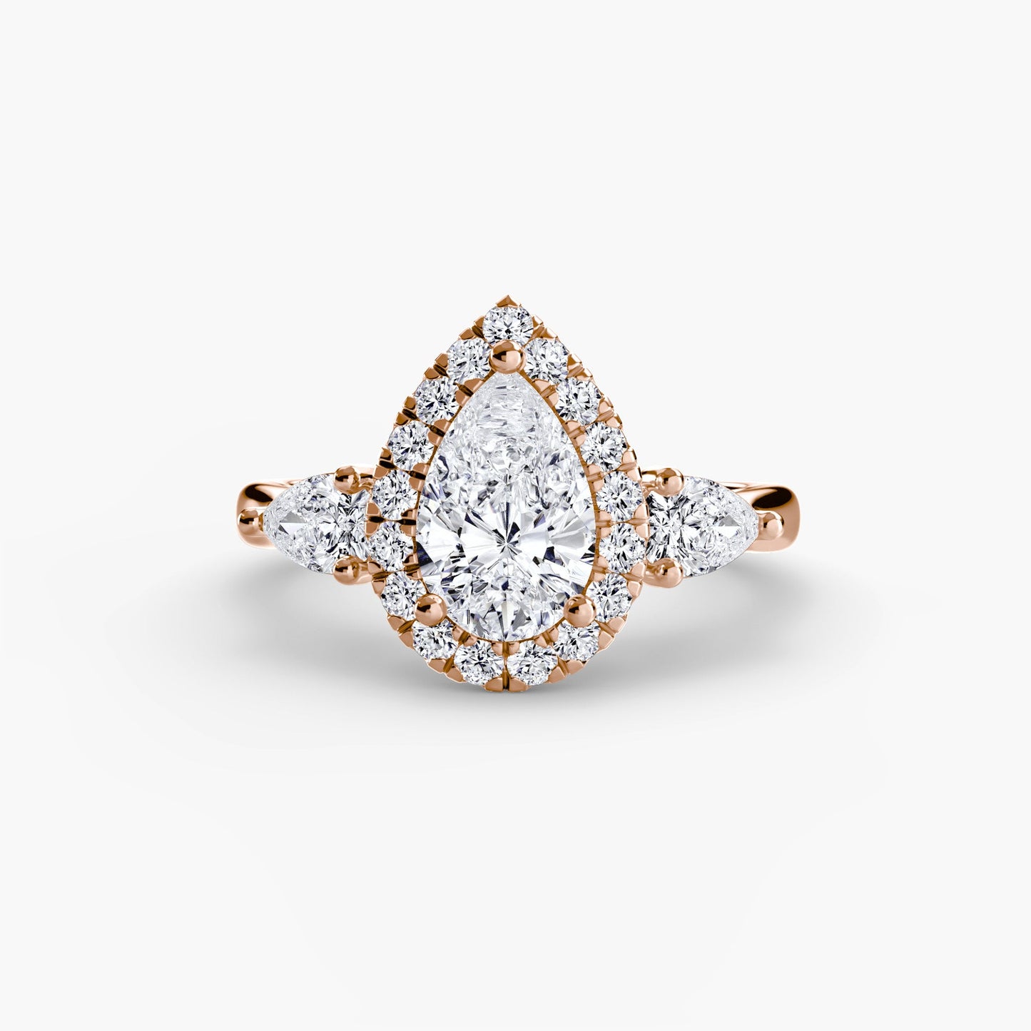 Three-Stone Ring with Halo Roset Jewelry
