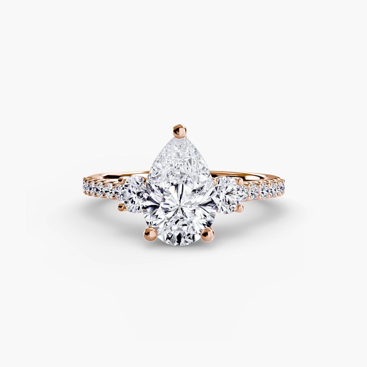 Three-Stone Ring with Pavé Band 5 Roset Jewelry