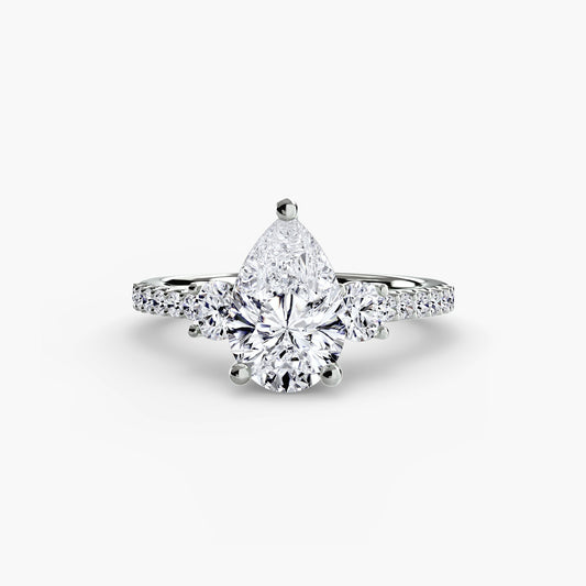 Three-Stone Ring with Pavé Band 5 Roset Jewelry