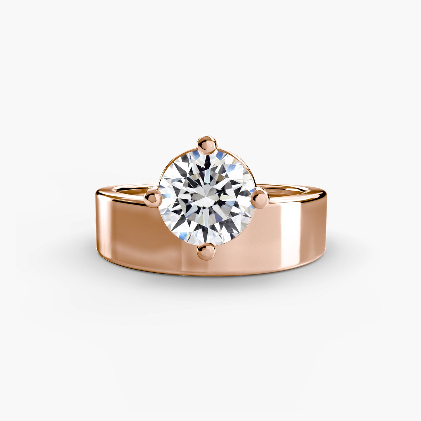 Wide Band Solitaire Roset Jewelry
