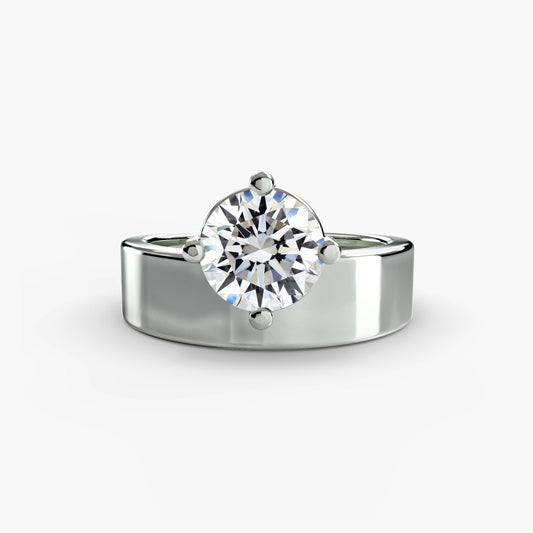 Wide Band Solitaire Roset Jewelry