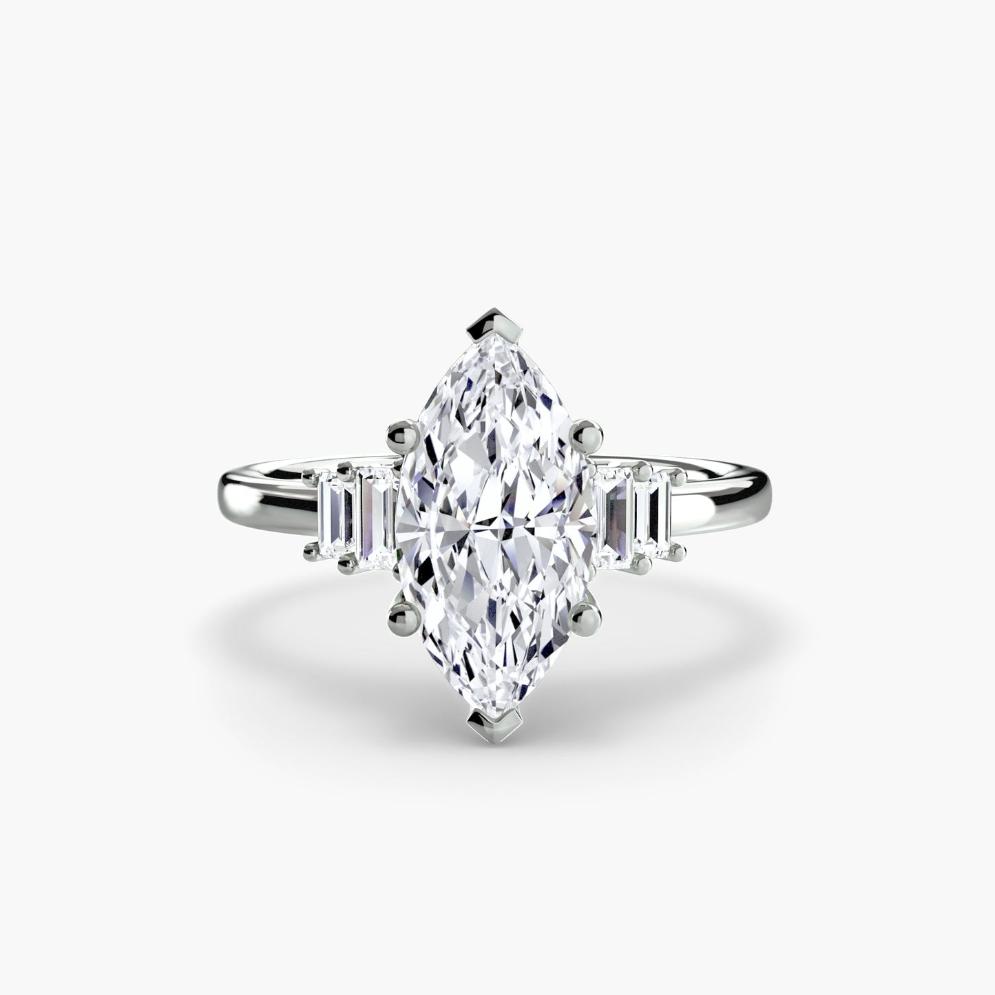 Baguette Accent Solitaire Roset Jewelry
