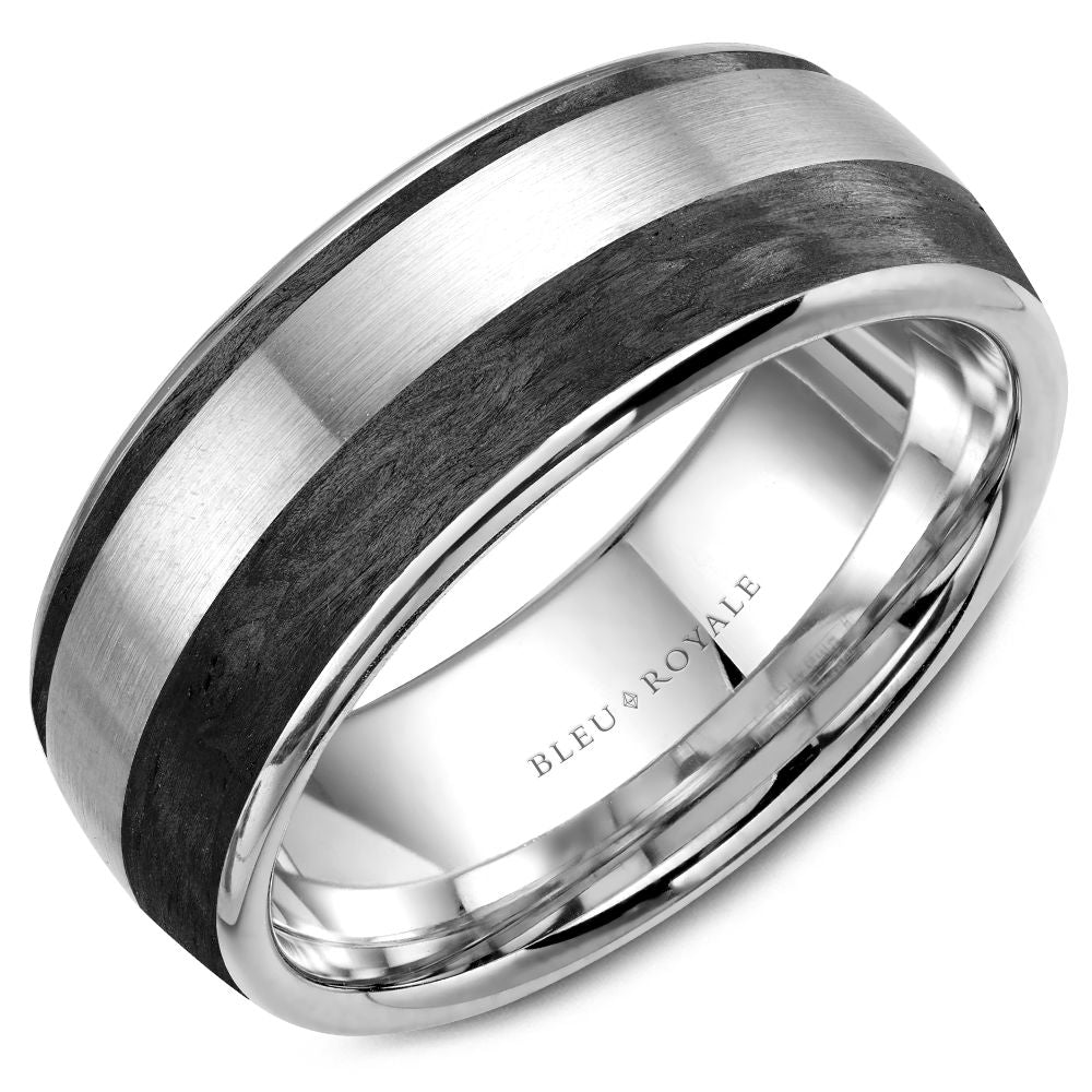 Bleu Royale 14K White Gold & Forged Carbon Men's Ring RYL-014WB85-M10