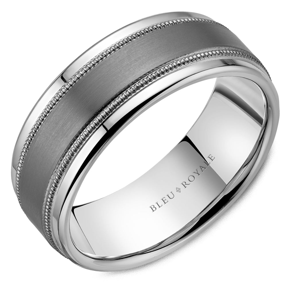 Bleu Royale 14K White Gold and Tantalum Men's Ring RYL-208TW8-M10