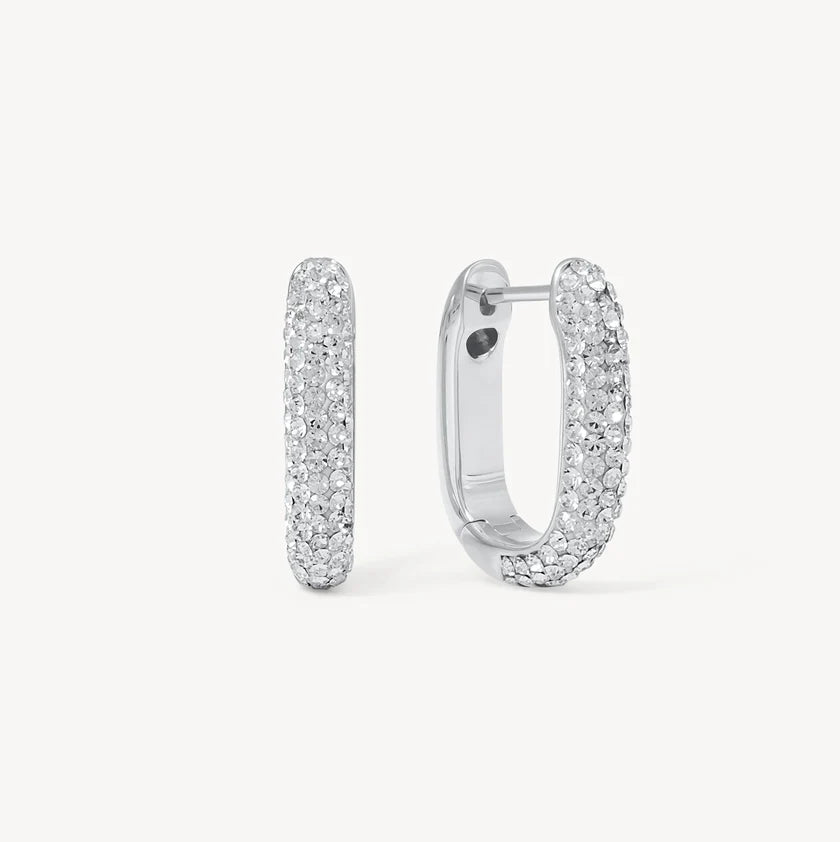 H&B Sparkle Elongated Hoop Earrings