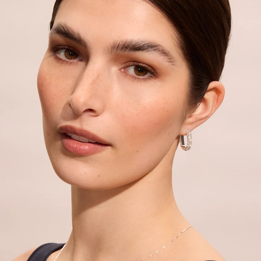 H&B Sparkle Elongated Hoop Earrings
