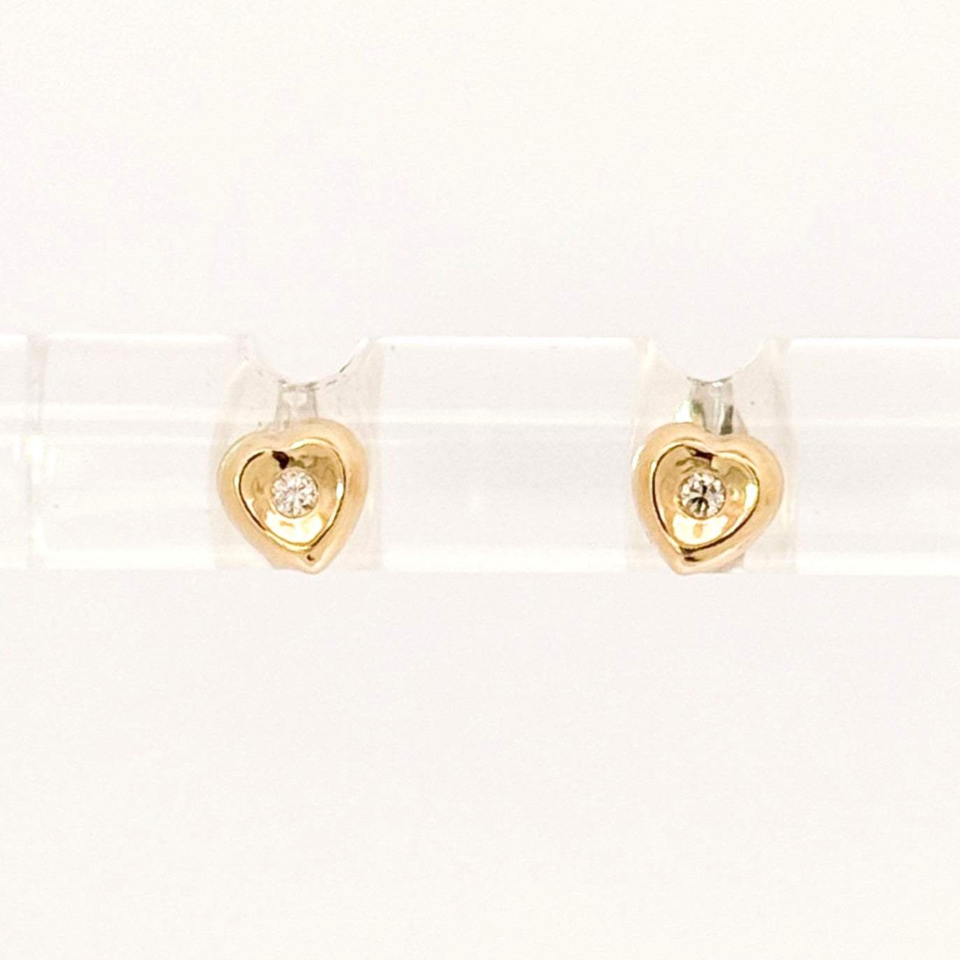 "Penny" Tiny Heart Shaped Studs with Diamonds Unison Jewelry