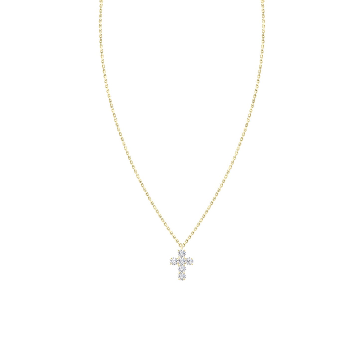 "Mary" 18K Gold and Diamond Cross Necklace