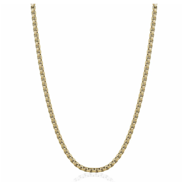 ITALGEM - Gold IP S. Steel 3.5mm Round Box Chain 22" Italgem