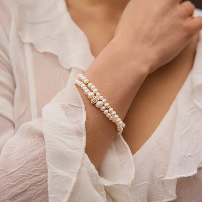 H&B Sea Salt Pearl Wrap Bracelet