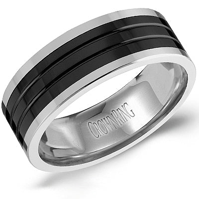 Torque - Black Ceramic Men's Ring TU-0034 Roset Jewelry