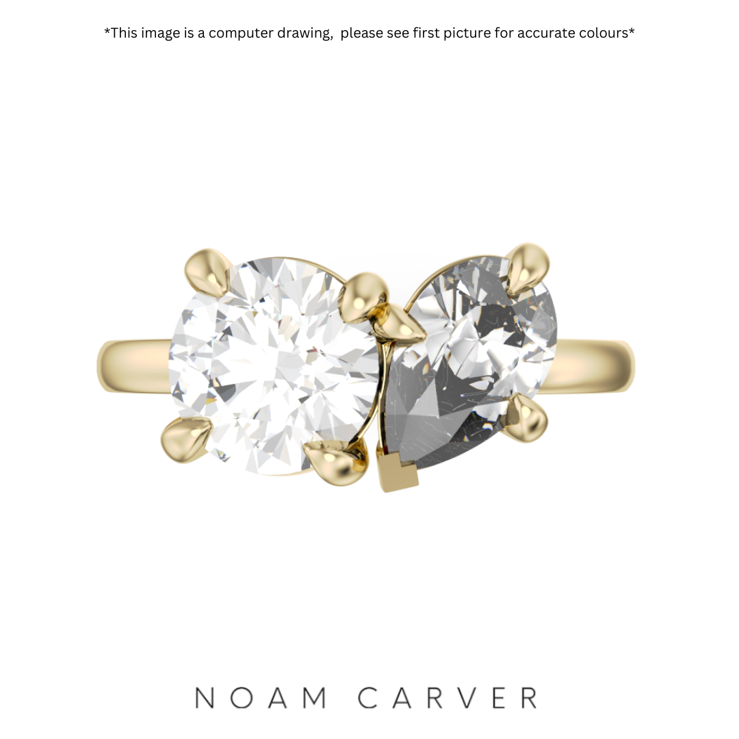 Toi & Moi Pear Shape and Round Moissanite Engagement Ring Noam Carver
