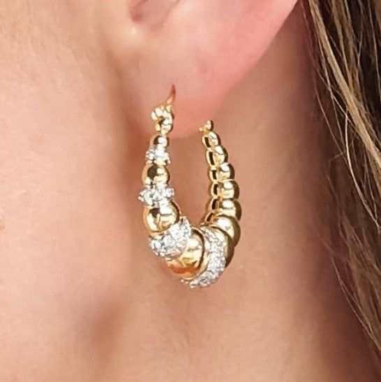 "Alexandra" 18k Gold Hoop Earrings with Diamonds