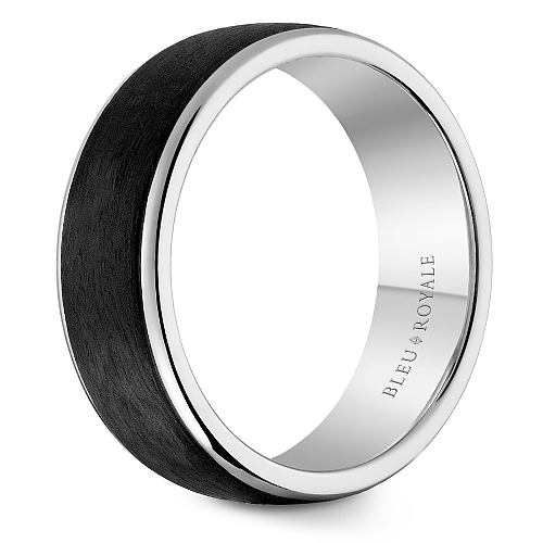 Bleu Royale 14K White Gold and Forged Carbon Men's Ring RYL-175W75
