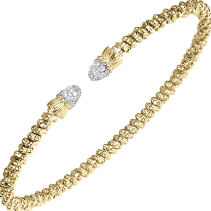 Vahan - 14K Yellow Gold Cuff Bracelet with Diamonds
