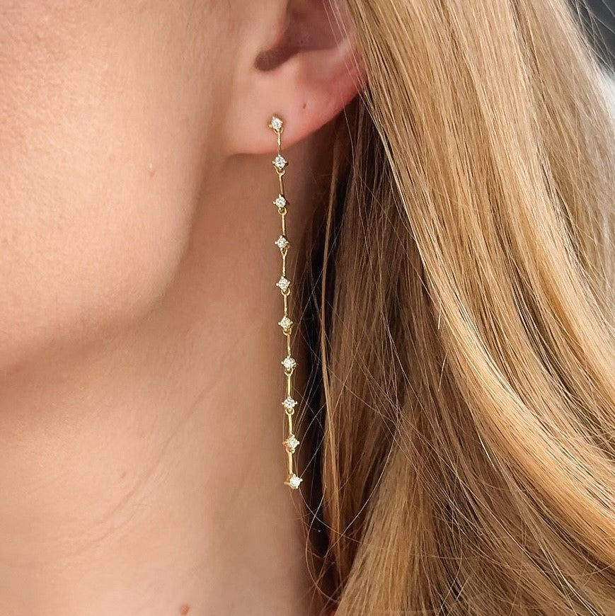 "Rileigh" 18k Yellow Gold Diamond Dangle Earrings