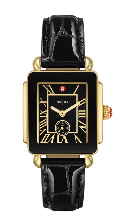 MICHELE - Deco Sport Mid Gold-Plated Leather Watch