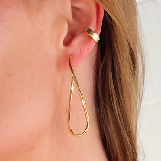 "Saylor" 18k Yellow Gold Elongated Hoops Unison Jewelry
