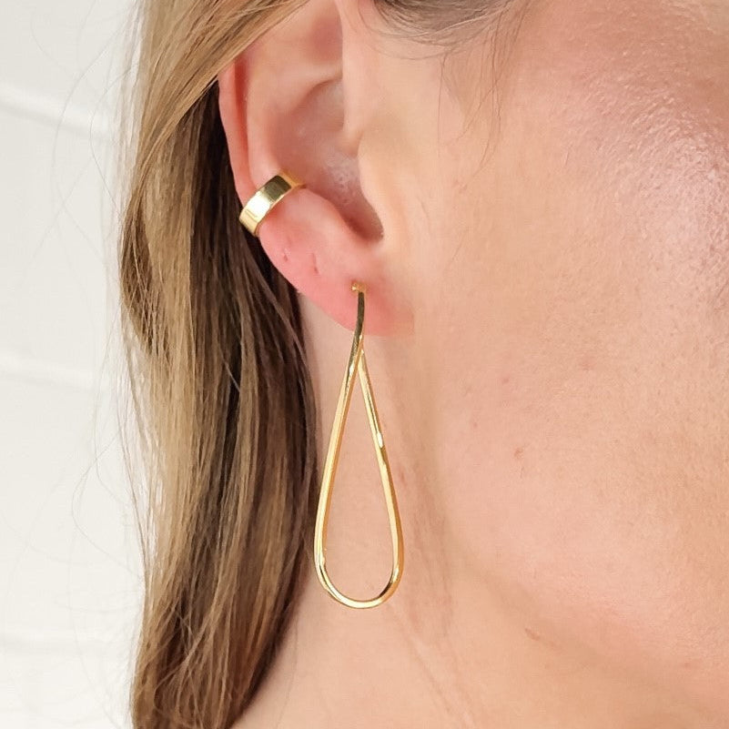"Saylor" 18k Yellow Gold Elongated Hoops