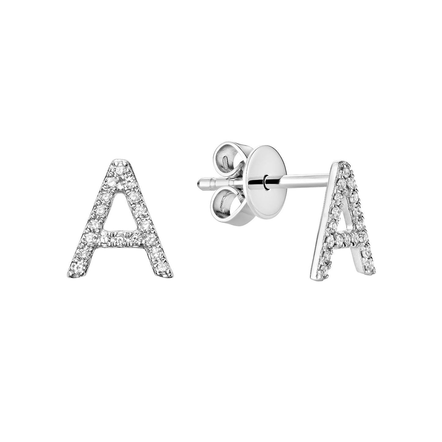 Single White Gold Initial Diamond Earring RnB