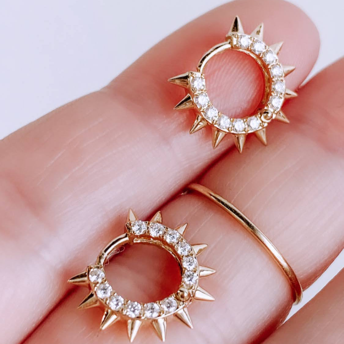 Roset Gold Label - Diamond Molly Spike Huggie Earrings