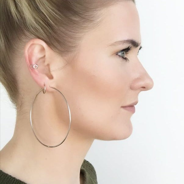 "Lucy" 18K White Gold Large Hoop Earrings