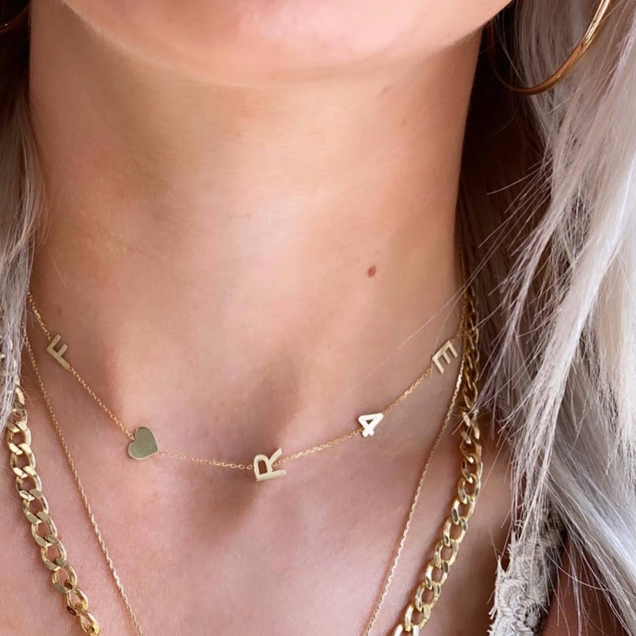 14K Gold "Demi" Custom Initial Necklace by Roset Gold Label Midas