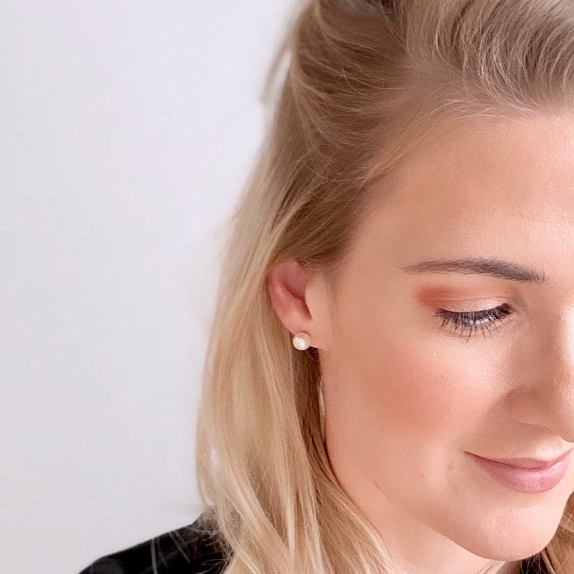 Akoya Pearl Earrings Set in 18K White Gold Royal Pearl