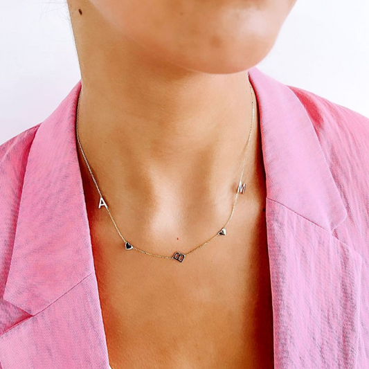14K Gold "Demi" Custom Initial Necklace by Roset Gold Label Midas