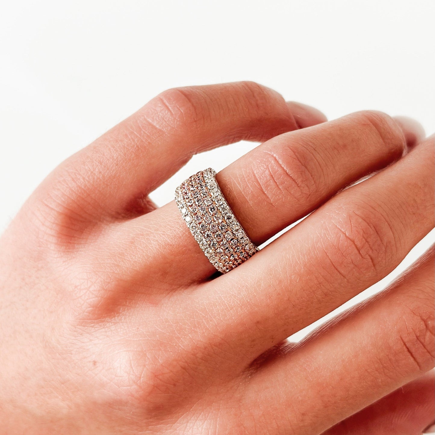 ROSET Opulence Five Row Pink & White Diamond Ring Roman & Jules